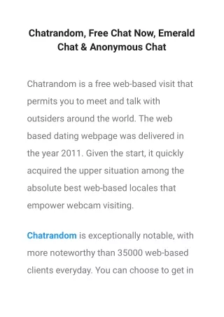 Chatrandom, Free Chat Now, Emerald Chat & Anonymous Chat