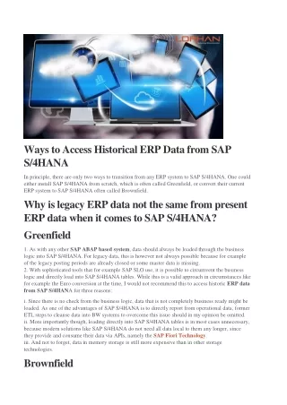 Ways to Access Historical ERP Data from SAP S4HANA