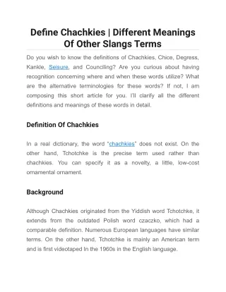 Define Chachkies _ Different Meanings Of Other Slangs Terms