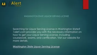 Washington State Liquor Serving License  1alert.com