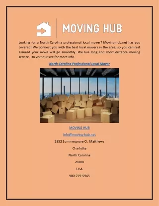 North Carolina Professional Local Mover  Moving-hub.net