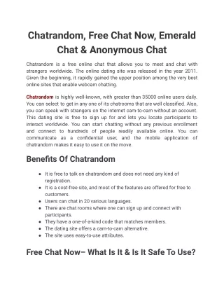 Chatrandom, Free Chat Now, Emerald Chat & Anonymous Chat