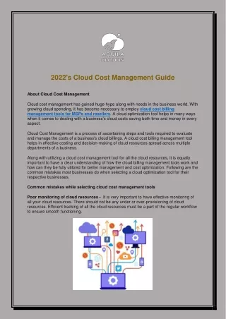 2022's Cloud Cost Management Guide