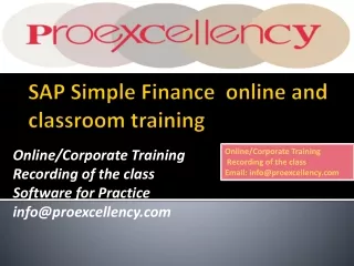 Online Classes For SAP Simple Finance By Proexcellency