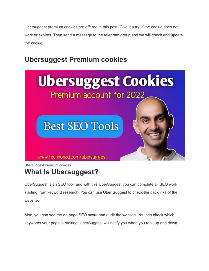 ubersuggest premium cookies are offered in this