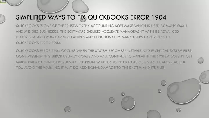 simplified ways to fix quickbooks error 1904