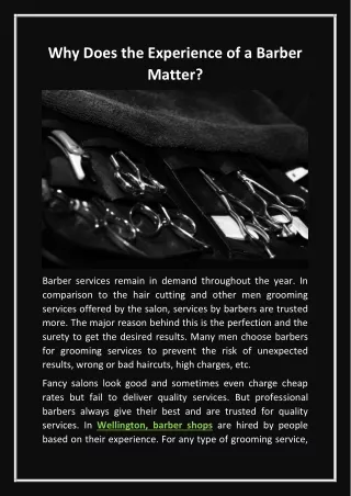 Why Does the Experience of a Barber Matter?