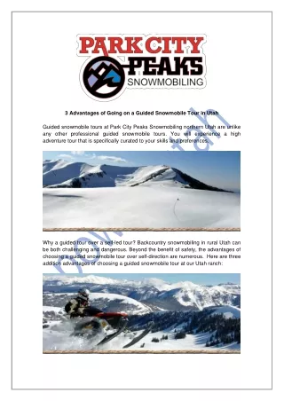 3 advantages of going on a guided snowmobile tour