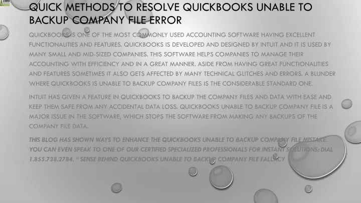 quick methods to resolve quickbooks unable to backup company file error