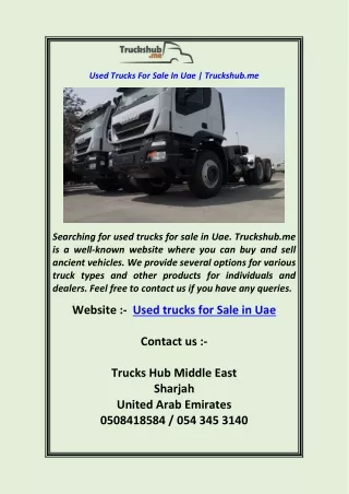 Used Trucks For Sale In Uae Truckshub.me
