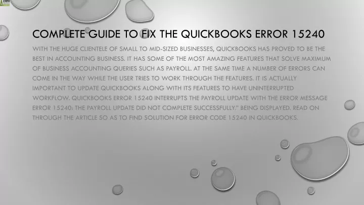 complete guide to fix the quickbooks error 15240