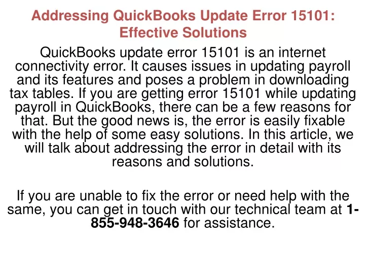 addressing quickbooks update error 15101 effective solutions