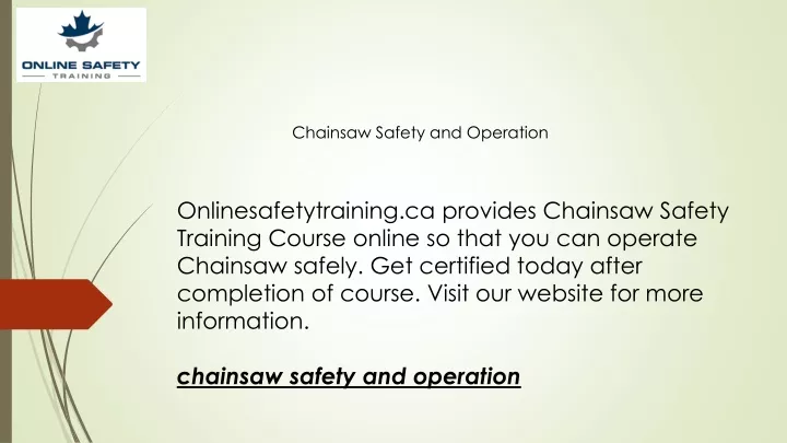 chainsaw safety and operation