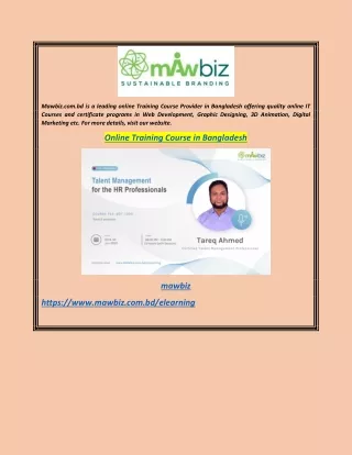 Online Training Course in Bangladesh  Mawbiz.com.bd