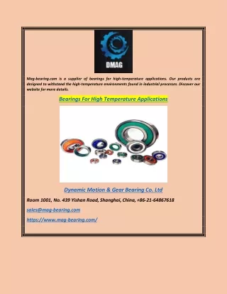 Bearings for High Temperature Applications  Mag-bearing.com