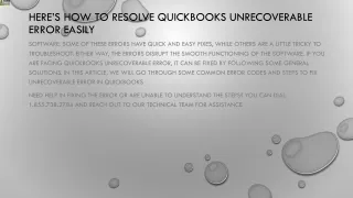 here s how to resolve quickbooks unrecoverable error easily