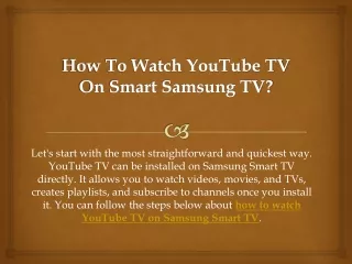 How To Watch YouTube TV On Smart Samsung TV?