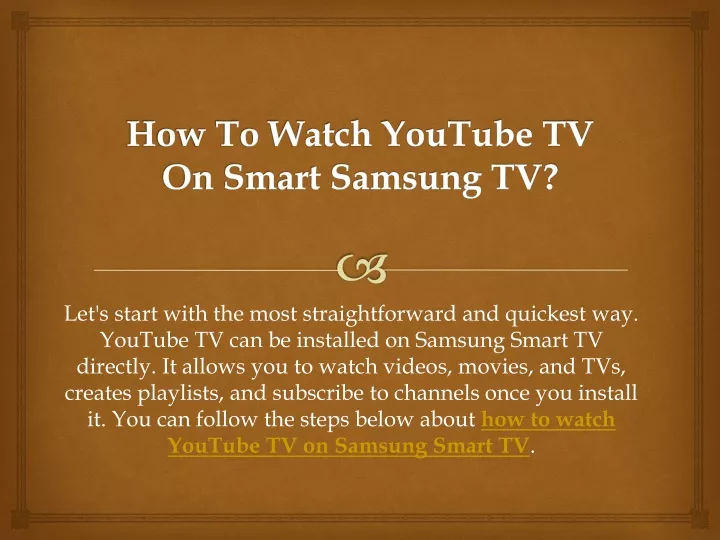 how to watch youtube tv on smart samsung tv