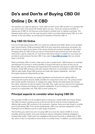 Do's and Don'ts of Buying CBD Oil Online | Dr. K CBD