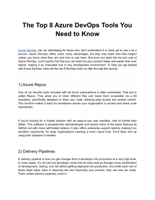 The Top 8 Azure DevOps Tools You Need to Know