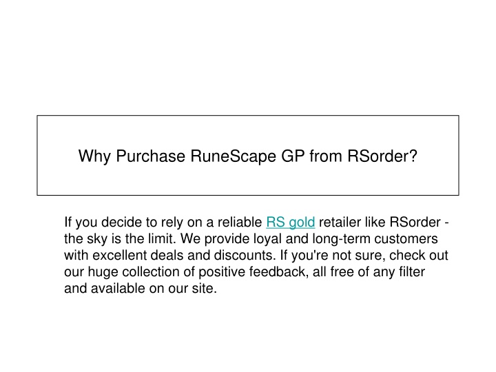 PPT - Why Purchase RuneScape GP from RSorder PowerPoint Presentation ...