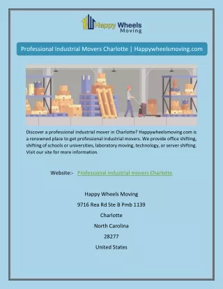 Professional Industrial Movers Charlotte | Happywheelsmoving.com