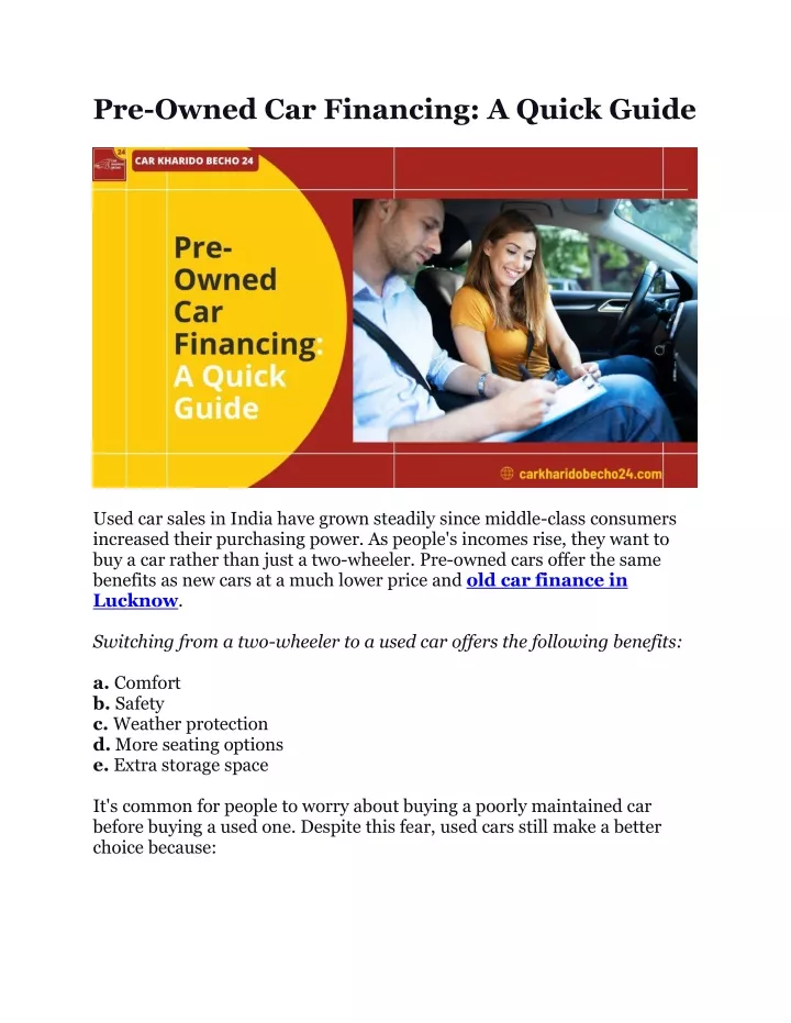 pre owned car financing a quick guide