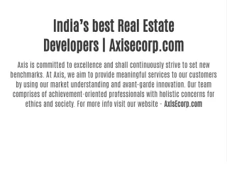 india s best real estate developers axisecorp com