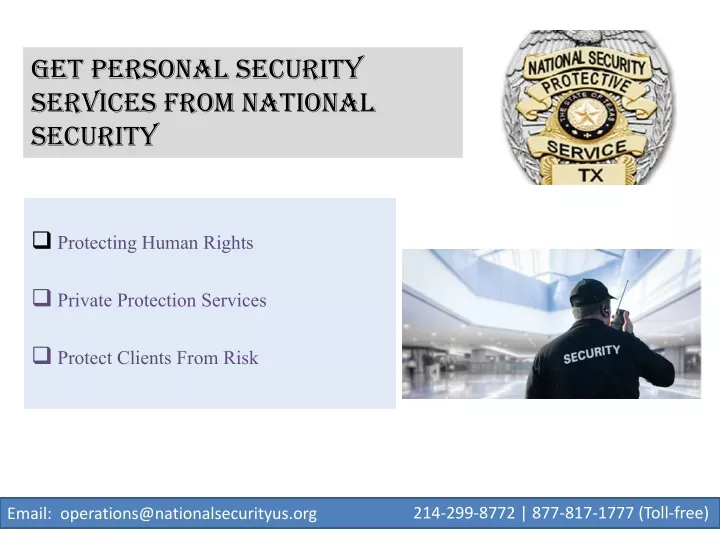 get personal security services from national