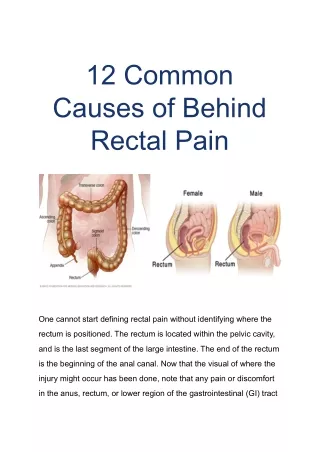 12 Common Causes of Behind Rectal Pain