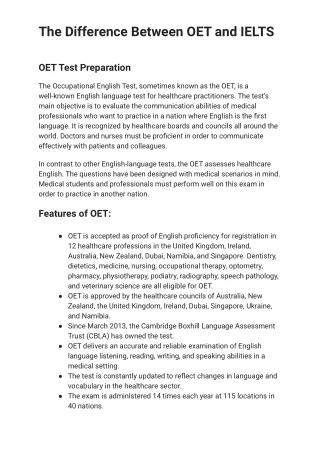 the difference between oet and ielts
