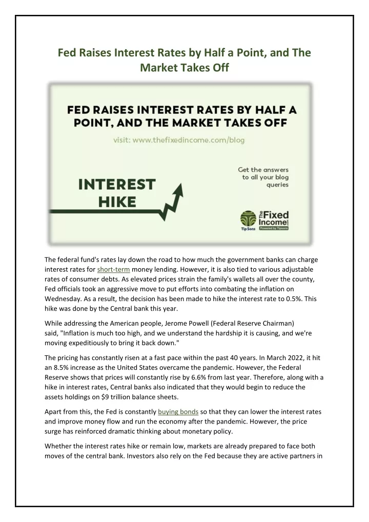 fed raises interest rates by half a point