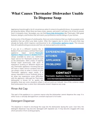 What Causes Thermador Dishwasher Unable To Dispense Soap
