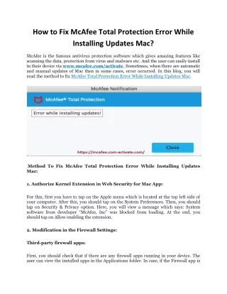 how to fix mcafee total protection error while