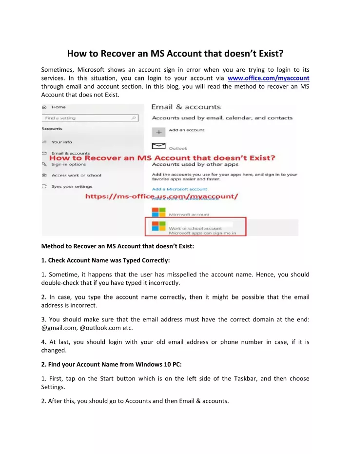 how to recover an ms account that doesn t exist
