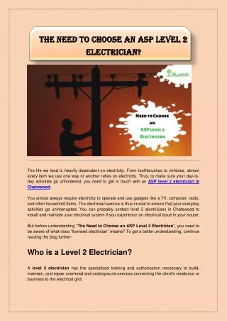 The Need to Choose an ASP Level 2 Electrician