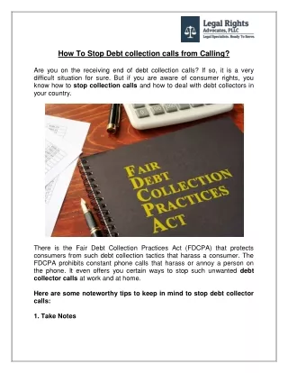 How To Stop Debt collection calls from Calling?