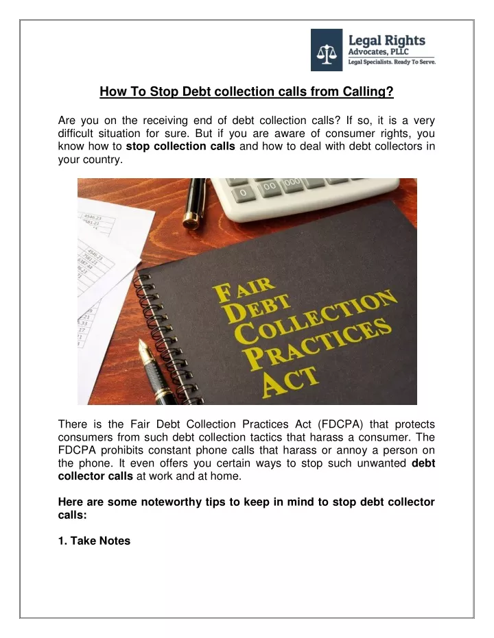 how to stop debt collection calls from calling