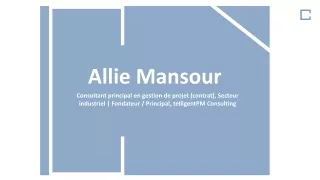 Allie Mansour - Un concurrent axé sur les résultats
