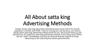 All About satta king Advertising Methods