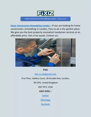 Home Construction Remodeling London | Fixiz.co.uk