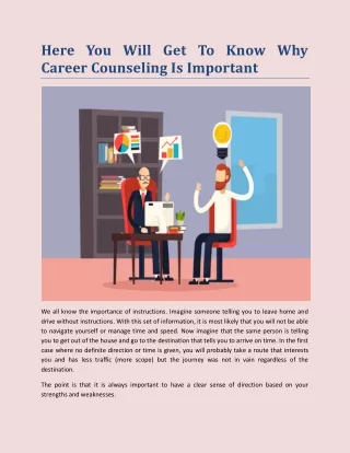 here you will get to know why career counseling