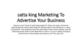 satta king Marketing To Advertise Your Business