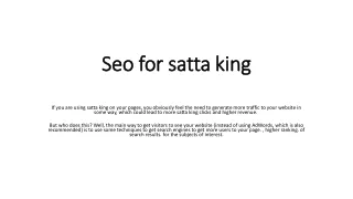 Seo for satta king