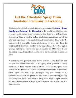 get the affordable spray foam insulation company