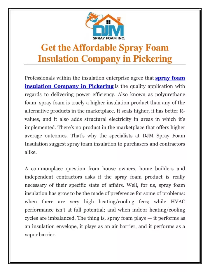 get the affordable spray foam insulation company