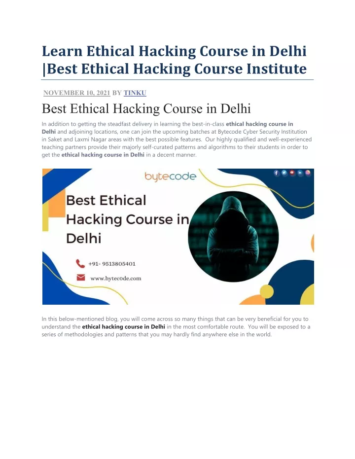 learn ethical hacking course in delhi best