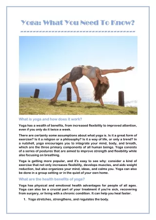 Yoga What You Need To Know