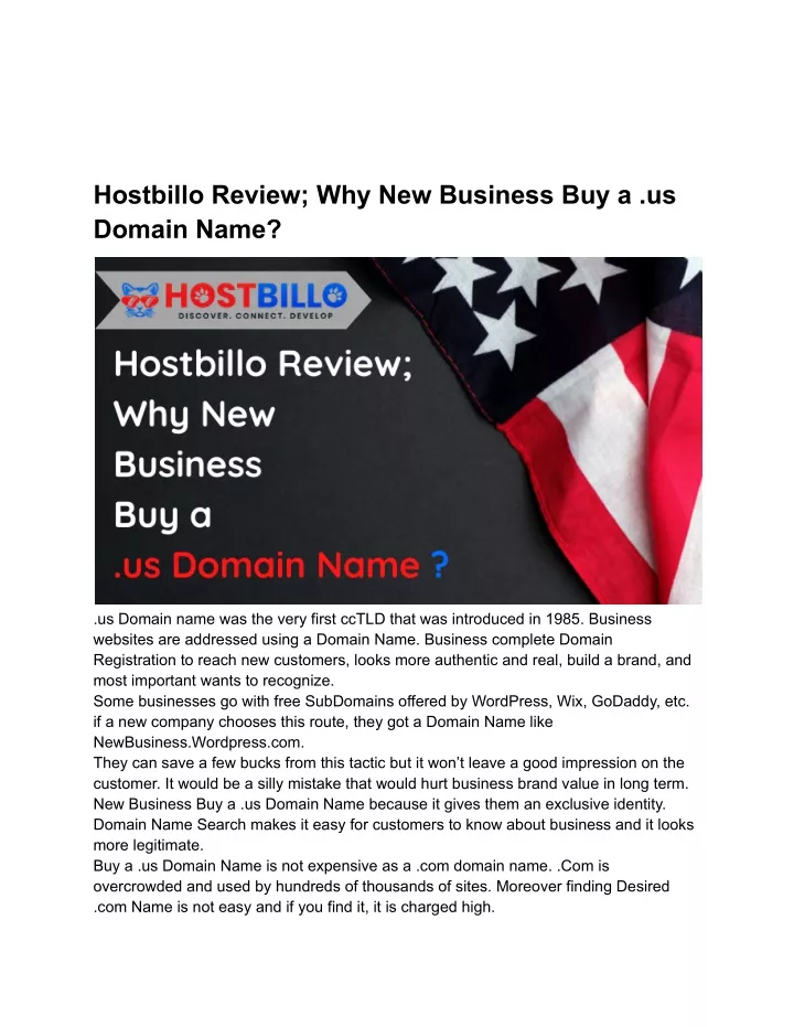 hostbillo review why new business buy a us domain