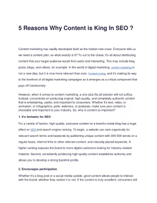 5 Reasons Why Content is King In SEO